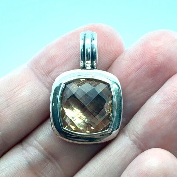 David Yurman Morganite Albion Pendant 14 mm Sterling Silver Estate DY679 - Picture 5 of 7